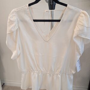 Nine West Cream V-Neck Blouse